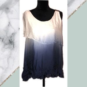 Belle France Blue Ombre One Sleeved Silk Blouse